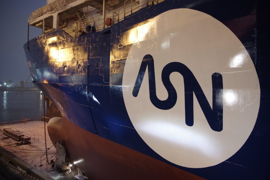 Asn logo in large size on a boat